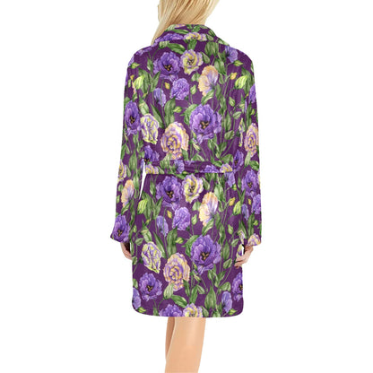 Lisianthus Pattern Print Design LT03 Women's Fleece Robe