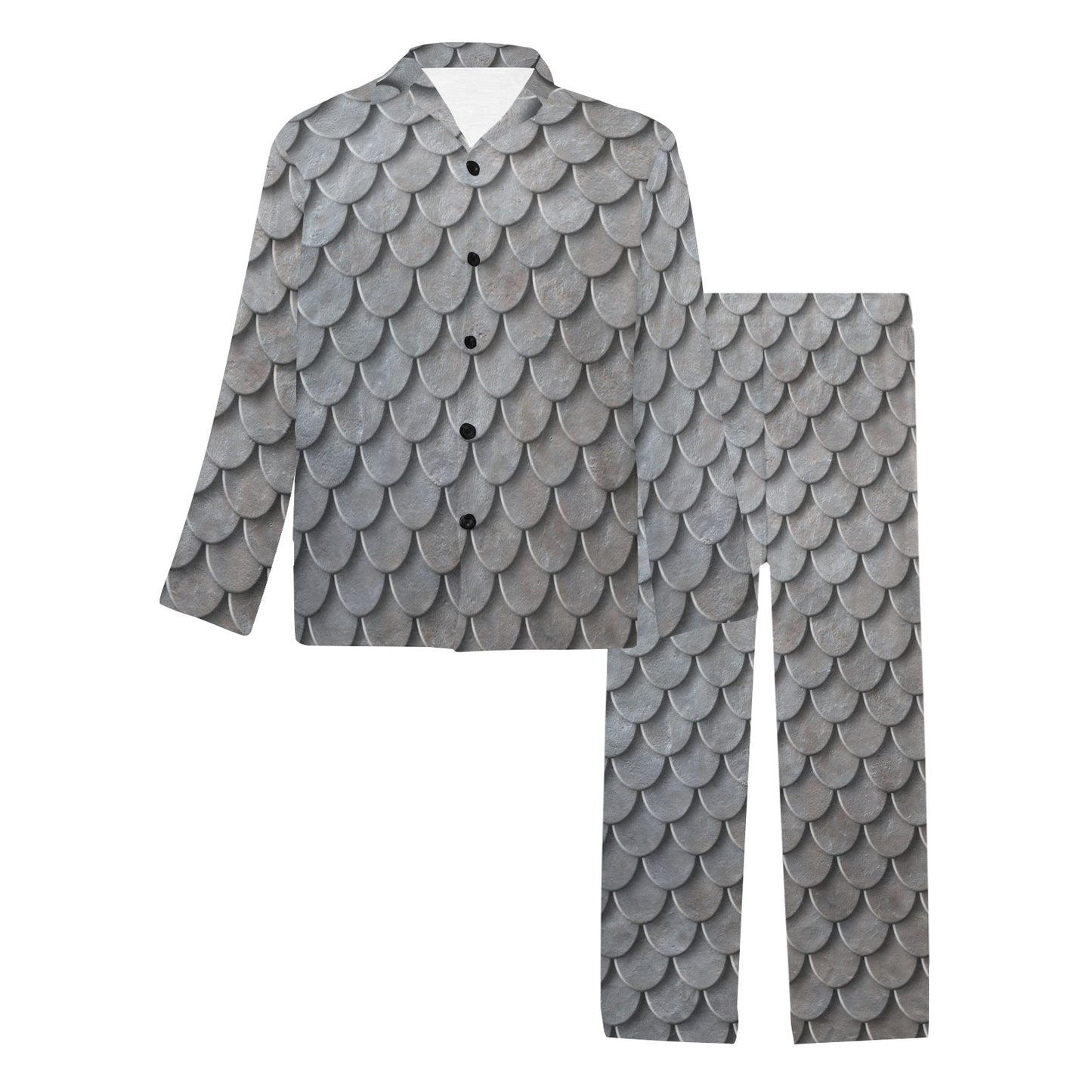 Armor Scales Pattern Print Design 03 Men's Long Pajama Set