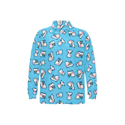 Cow Pattern Print Design 01 Long Sleeve Polo Shirt For Men's