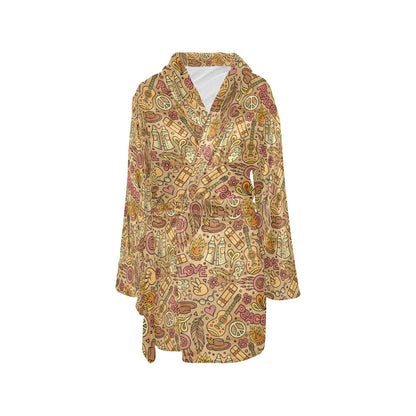 Hippie Print Design LKS305 Women's Fleece Robe