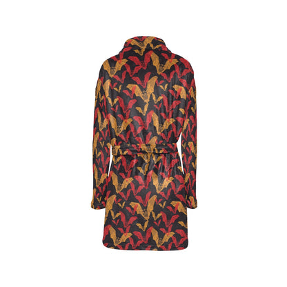 Bat Pattern Print Design 01 Women's Fleece Robe