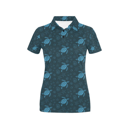 Sea Turtle Print Design LKS308 Women's Polo Shirt