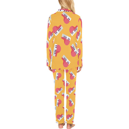 Piano Pattern Print Design 02 Women's Long Pajama Set