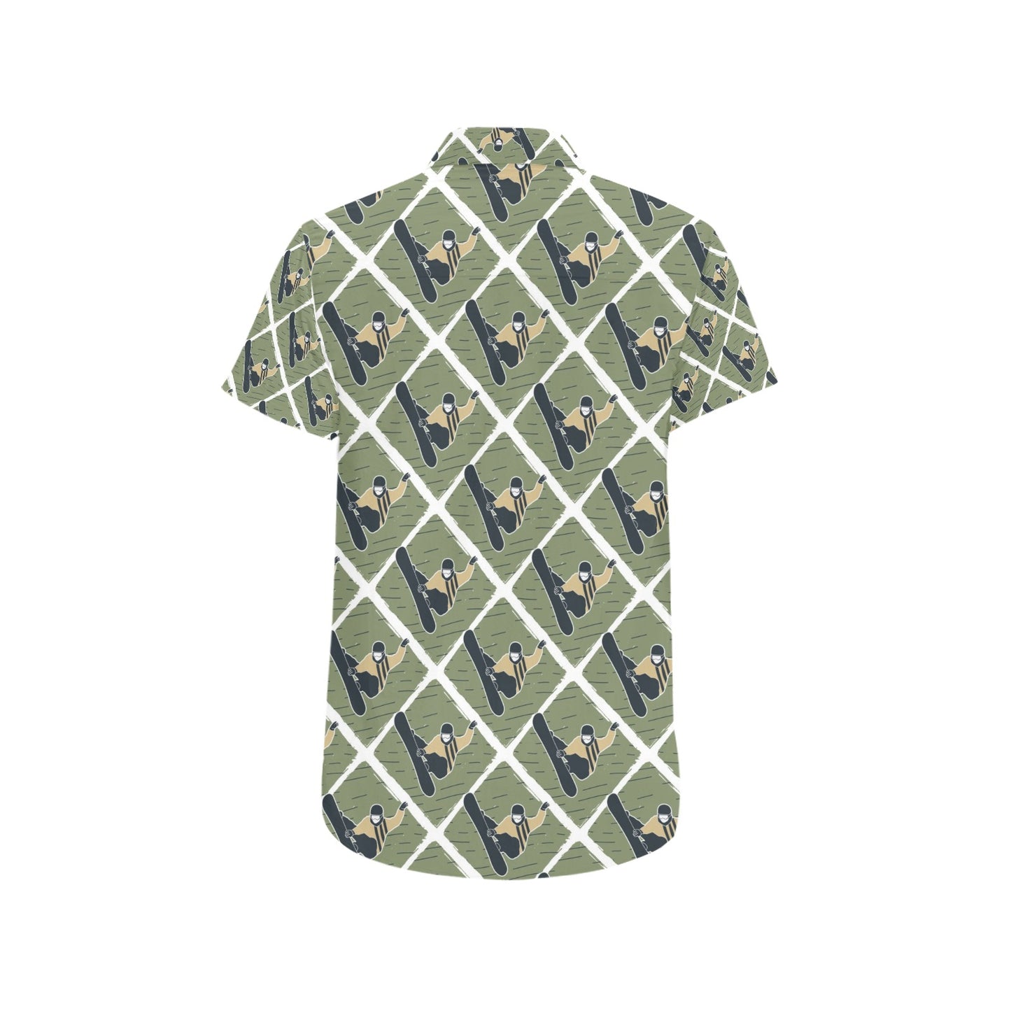 Snowboard Man Print Design LKS302 Men Short Sleeve Button Up Shirt