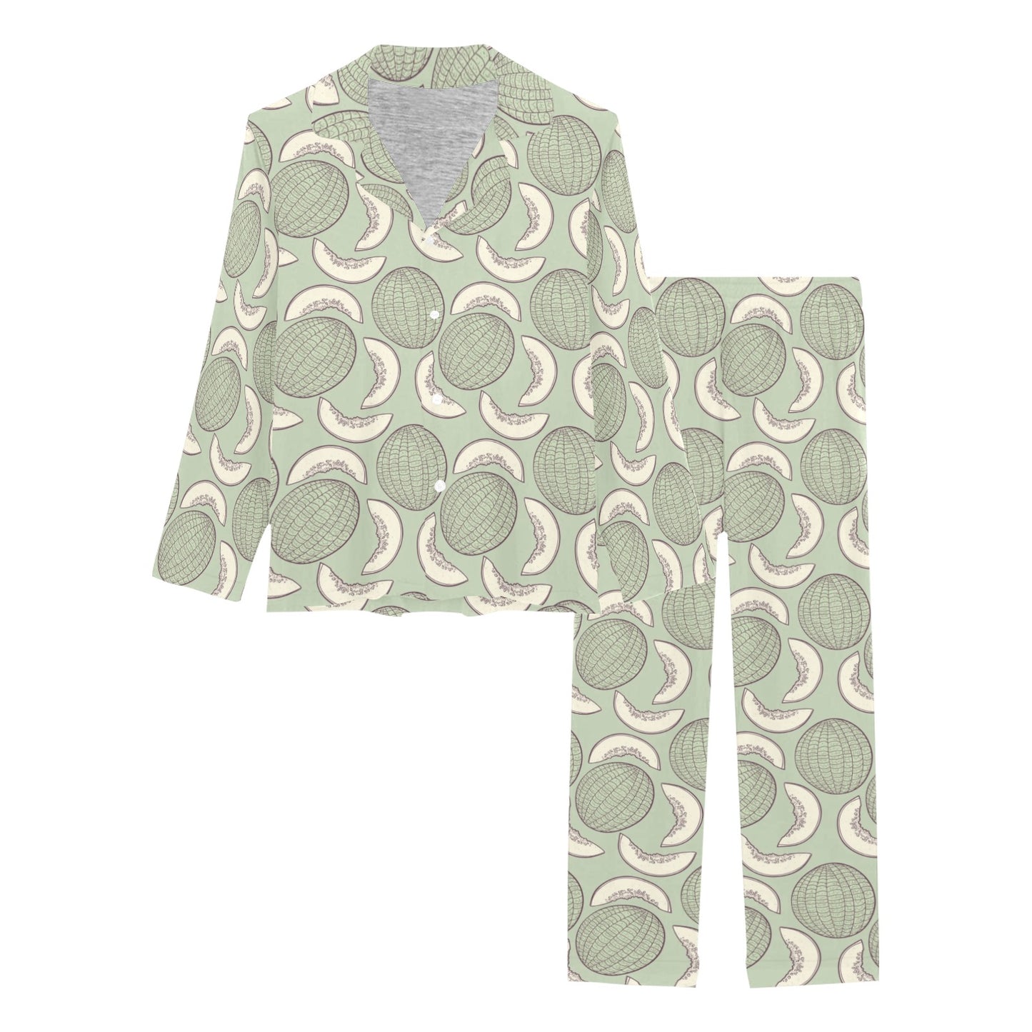 Cantaloupe Pattern Print Design 01 Women's Long Pajama Set