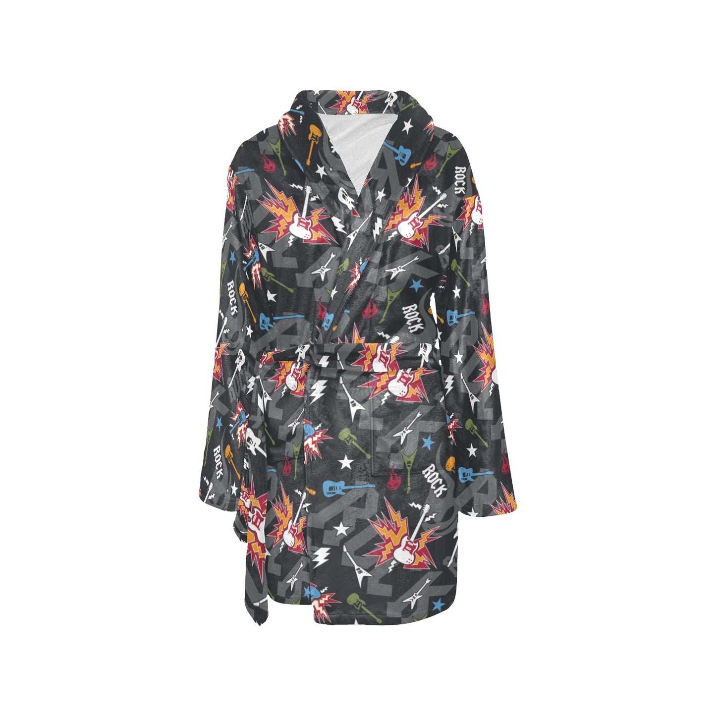 Rock and Roll Pattern Print Design A01 Women's Fleece Robe