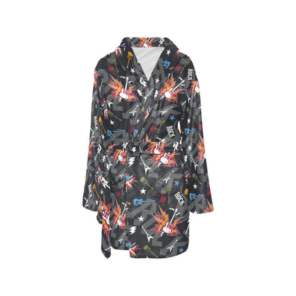 Rock and Roll Pattern Print Design A01 Women's Fleece Robe