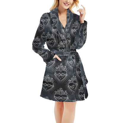 Christian Heart Tattoo Style Women's Fleece Robe
