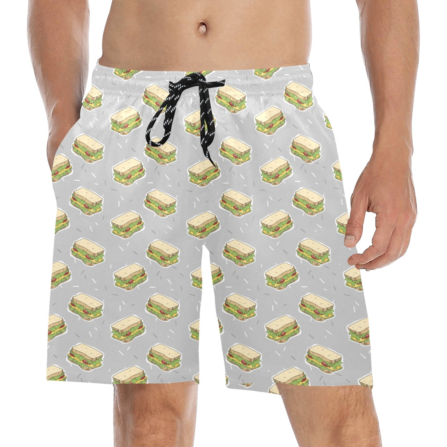Sandwich Print Design LKS304 Men's Swim Trunks Beach Shorts