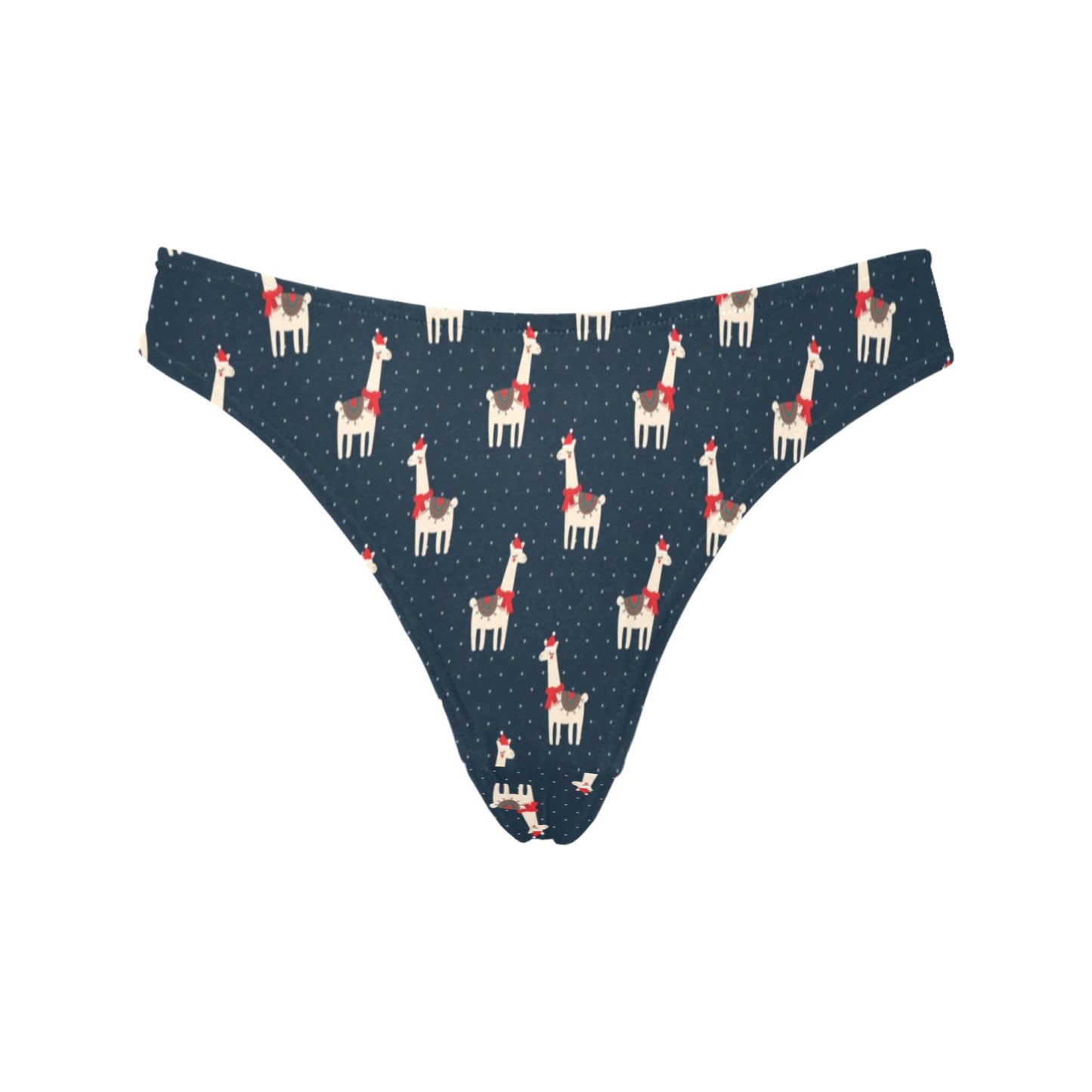 Llama with Polka Dot Themed Print Women's Thongs