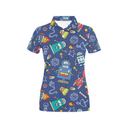 Robot Pattern Print Design A03 Women's Polo Shirt