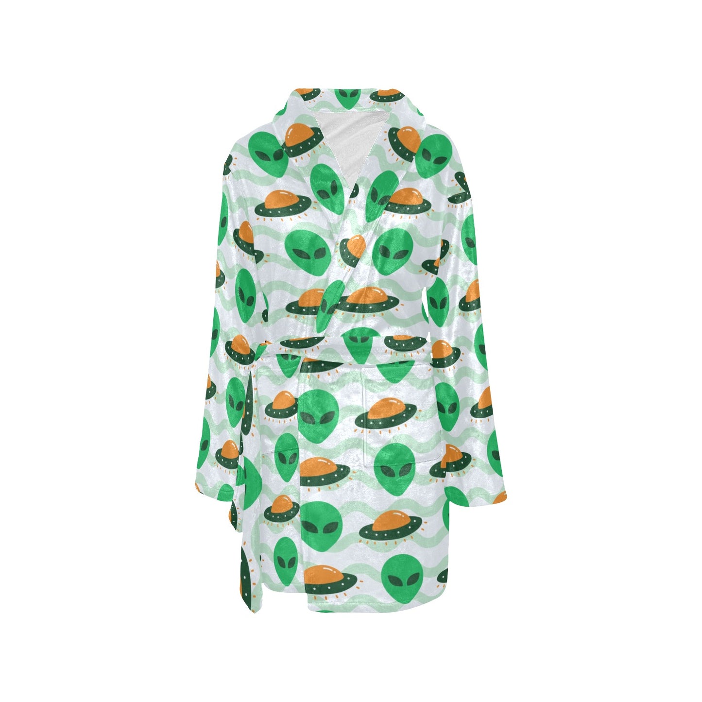 Alien UFO Pattern Print Design 04 Women's Fleece Robe