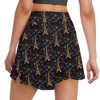 Eiffel Tower Love Paris Print 17" Golf & Pickleball Skort with Pockets