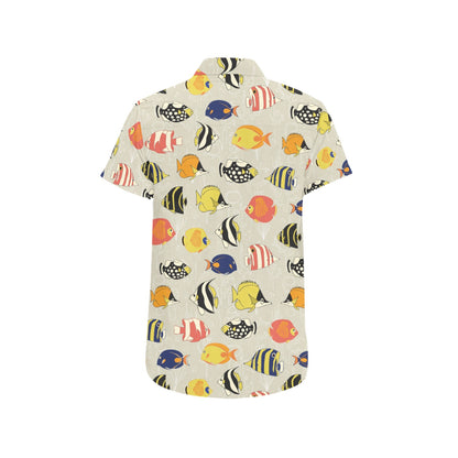 Angelfish Print Design LKS401 Men Short Sleeve Button Up Shirt