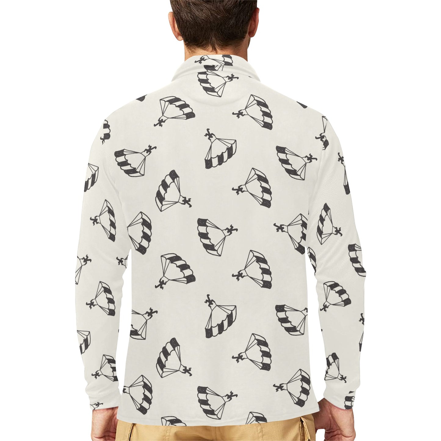 Skydiver Print Design LKS301 Long Sleeve Polo Shirt For Men's
