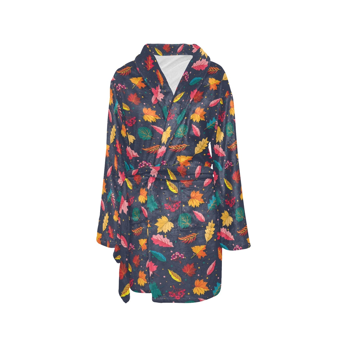 Elm Leave Colorful Print Pattern Women's Fleece Robe