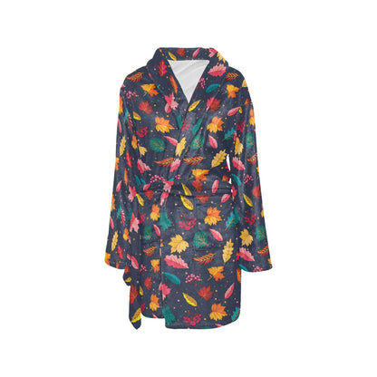 Elm Leave Colorful Print Pattern Women's Fleece Robe