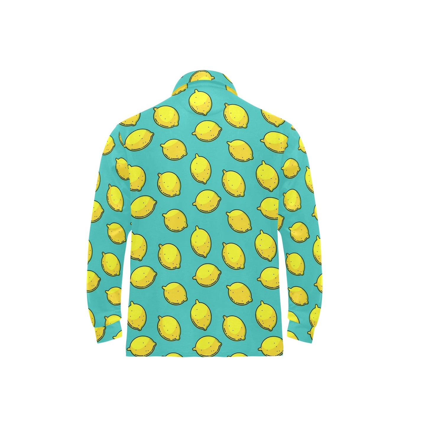Lemon Pattern Print Design LM04 Long Sleeve Polo Shirt For Men's