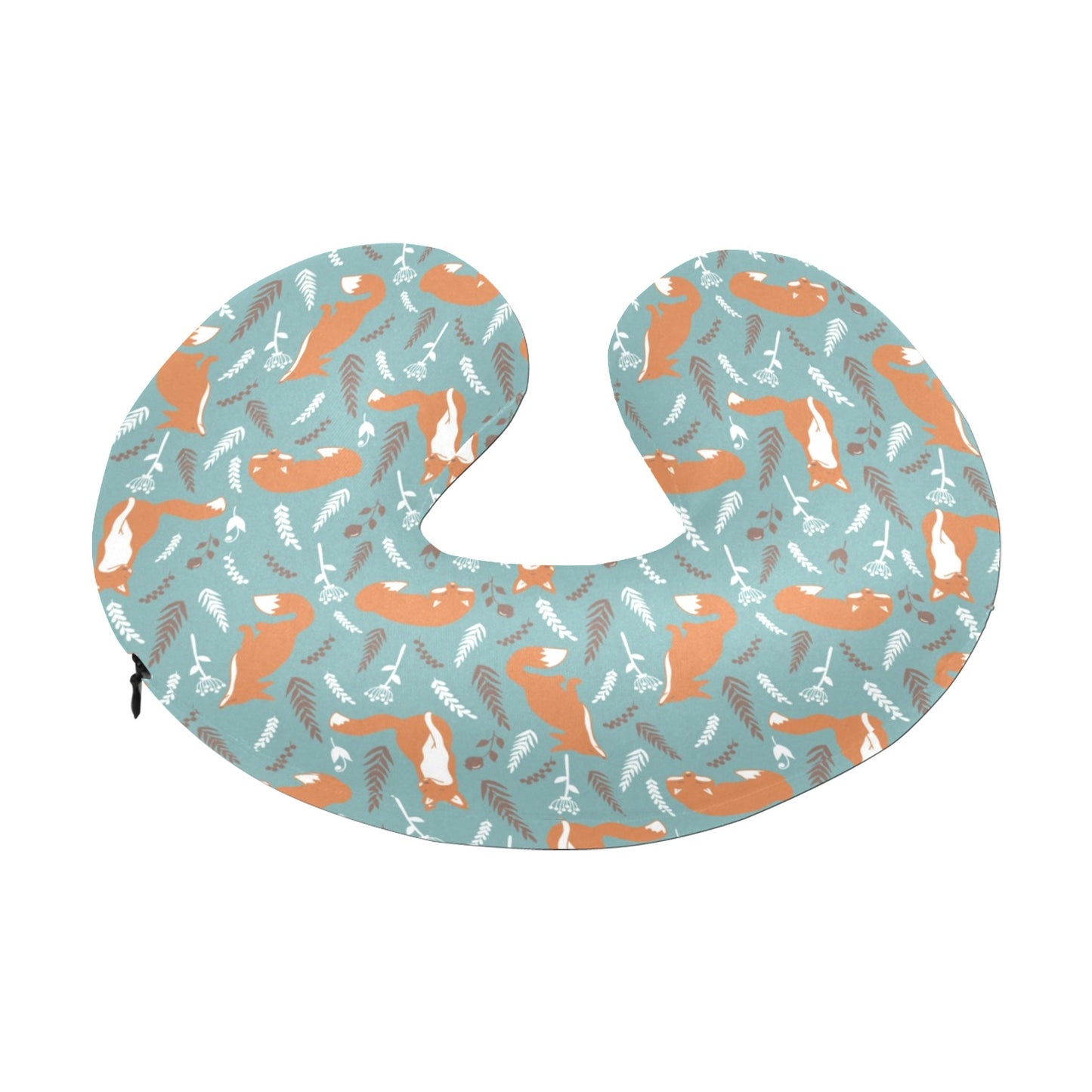 Fox Forest Print Pattern U-Shaped Travel Neck Pillow