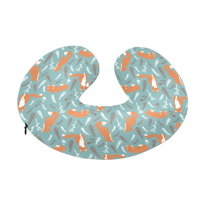 Fox Forest Print Pattern U-Shaped Travel Neck Pillow