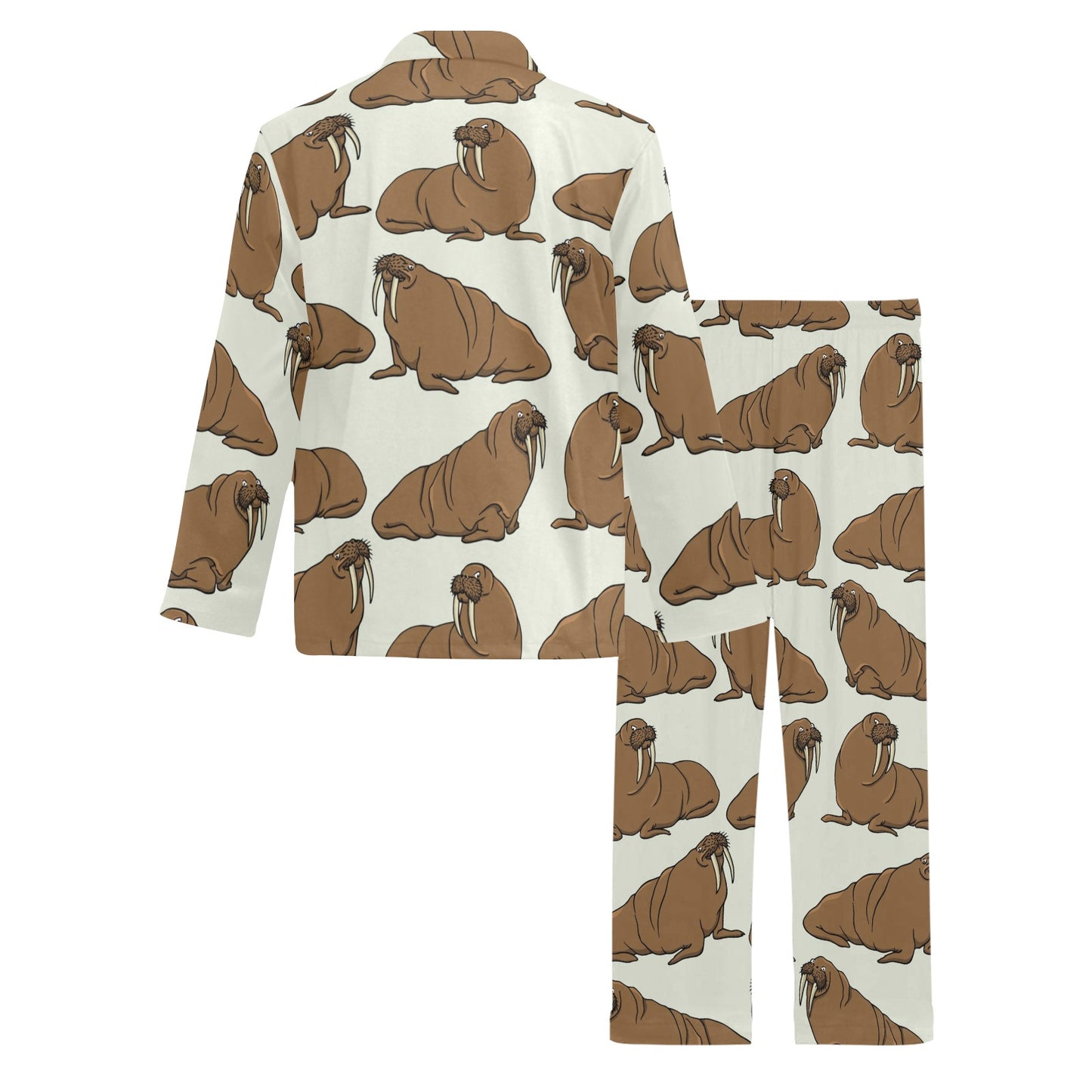 Walrus Pattern Print Design 03 Men's Long Pajama Set