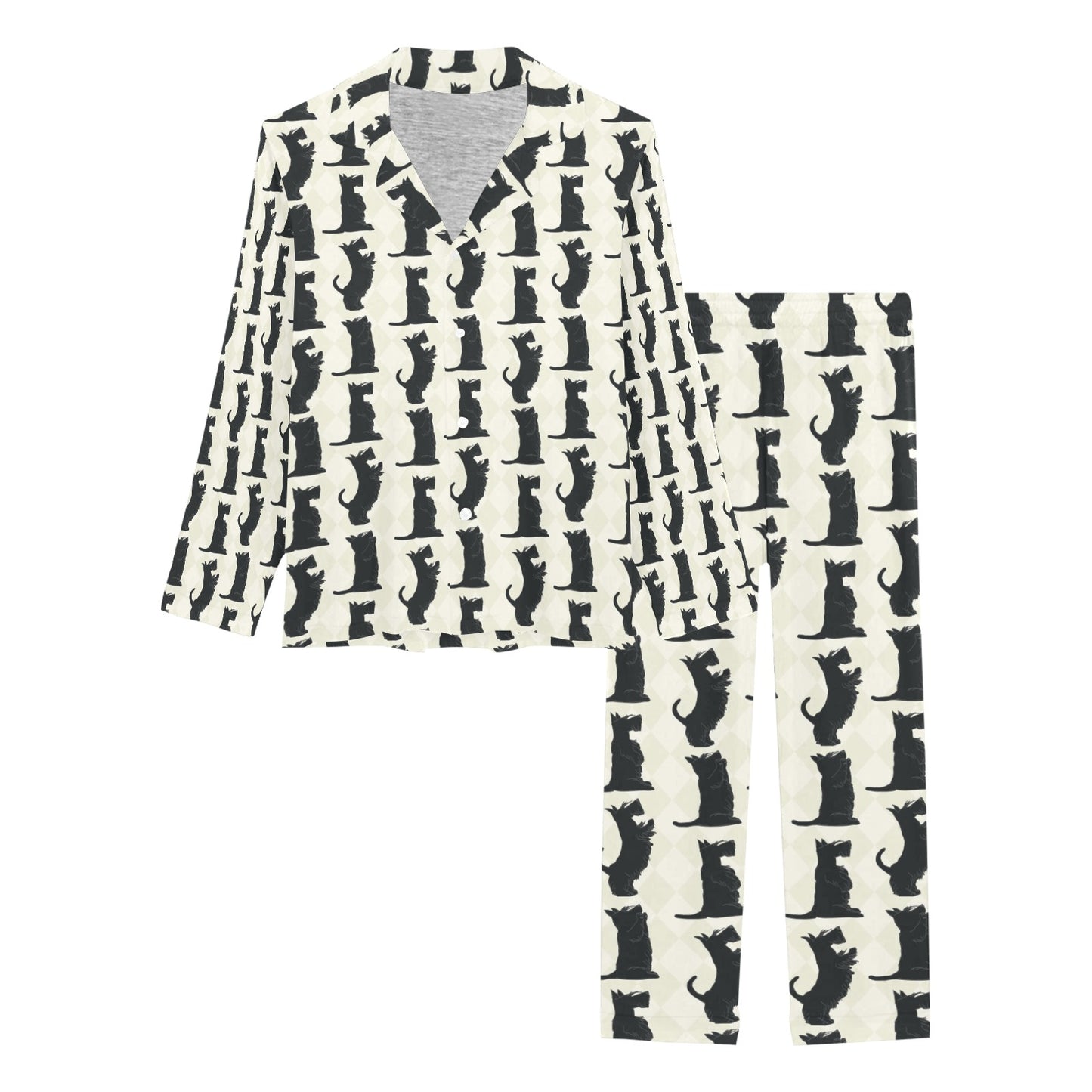 Scottish Terriers Print Design LKS309 Women's Long Pajama Set