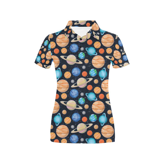 Planet Colorful Print Design LKS301 Women's Polo Shirt