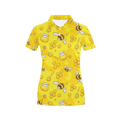 Bee Pattern Print Design BEE01 Women's Polo Shirt