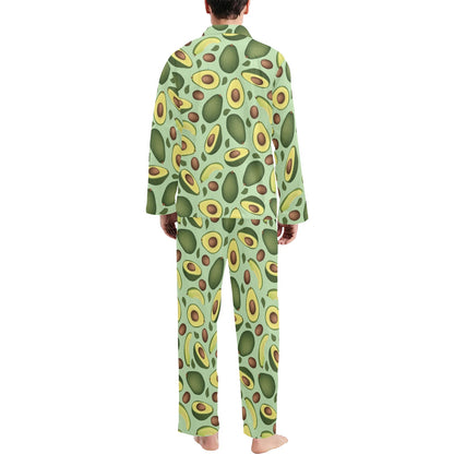 Avocado Pattern Print Design AC01 Men's Long Pajama Set