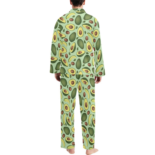 Avocado Pattern Print Design AC01 Men's Long Pajama Set