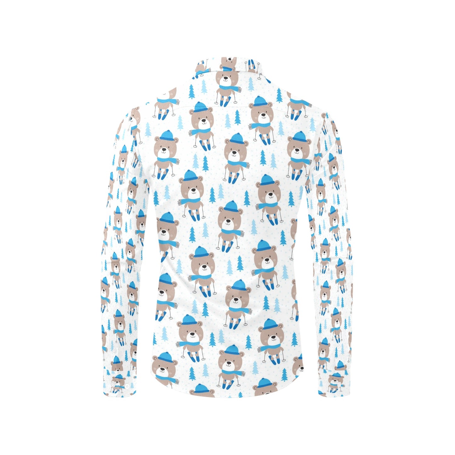 Ski Print Design LKS306 Men's Long Sleeve Dress Shirt