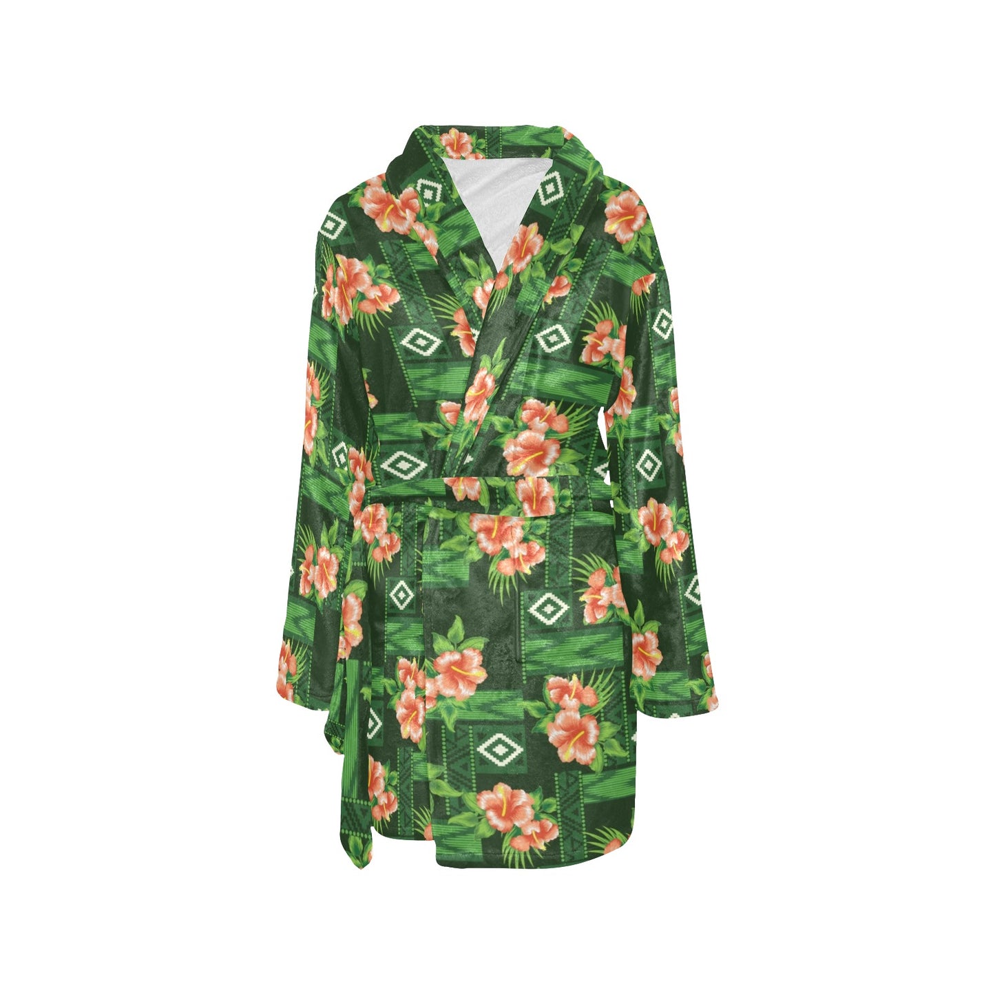 Hibiscus Pattern Print Design HB05 Women's Fleece Robe