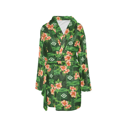 Hibiscus Pattern Print Design HB05 Women's Fleece Robe