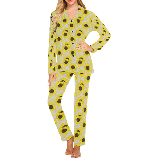 Sunflower Print Design LKS309 Women's Long Pajama Set