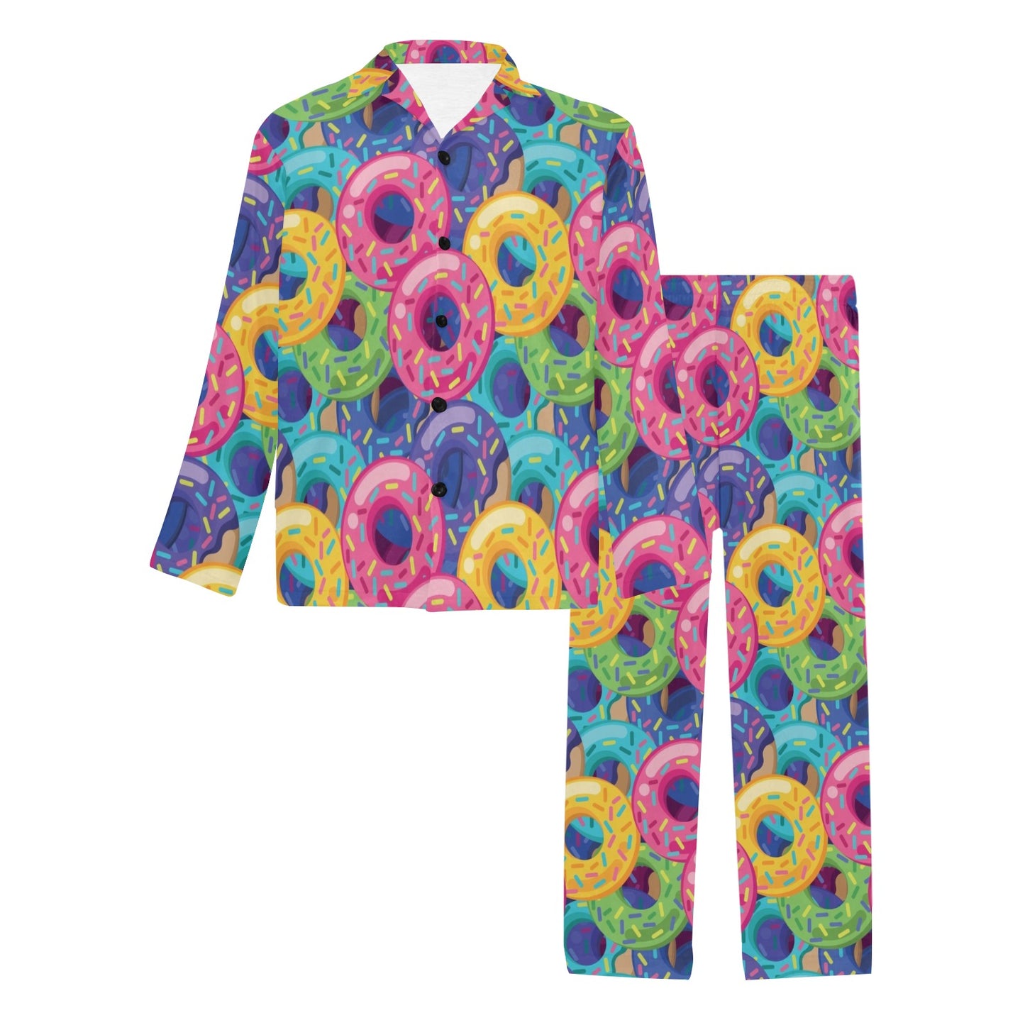 Donut Pattern Print Design DN010 Men's Long Pajama Set