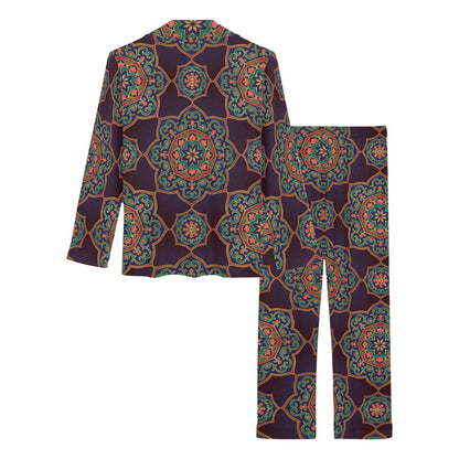 Medallion Pattern Print Design 03 Women's Long Pajama Set