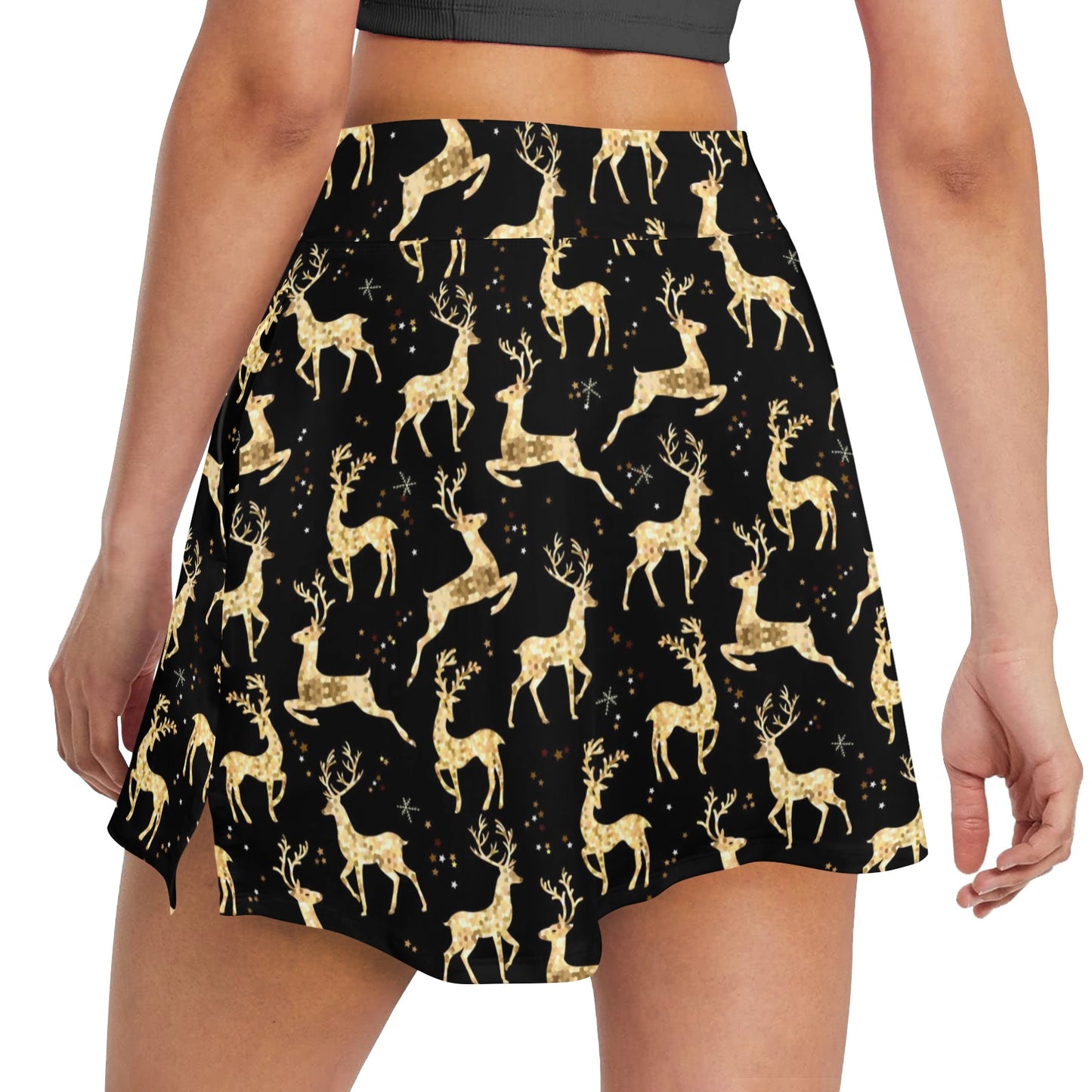 Deer Gold Pattern 17" Golf & Pickleball Skort with Pockets