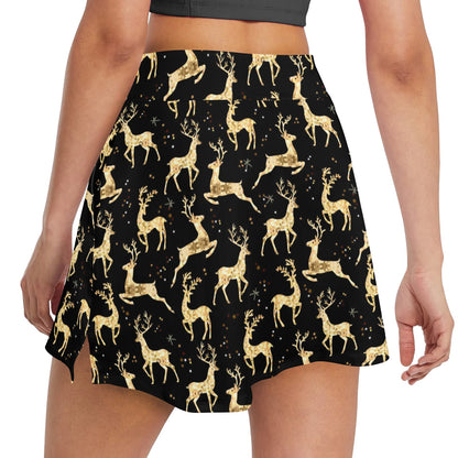 Deer Gold Pattern 17" Golf & Pickleball Skort with Pockets