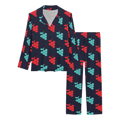 Grape Pattern Print Design GP07 Women's Long Pajama Set