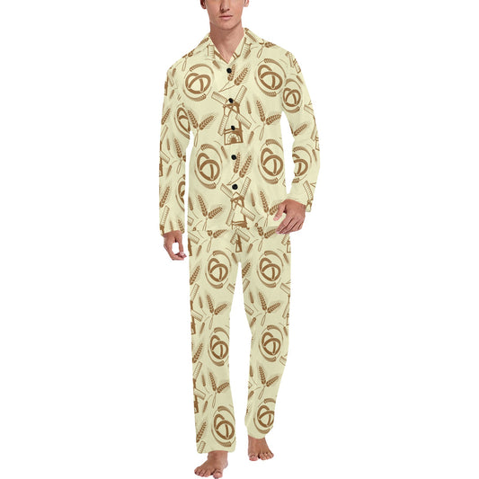 Agricultural Windmills Print Design 03 Men's Long Pajama Set