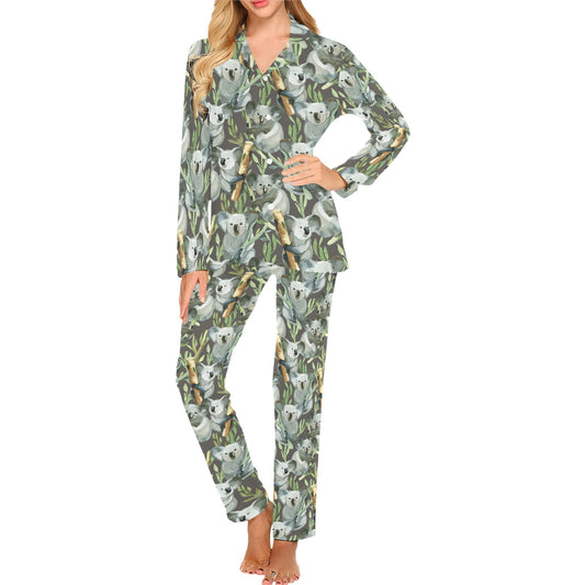 Koala Pattern Design Print Women's Long Pajama Set