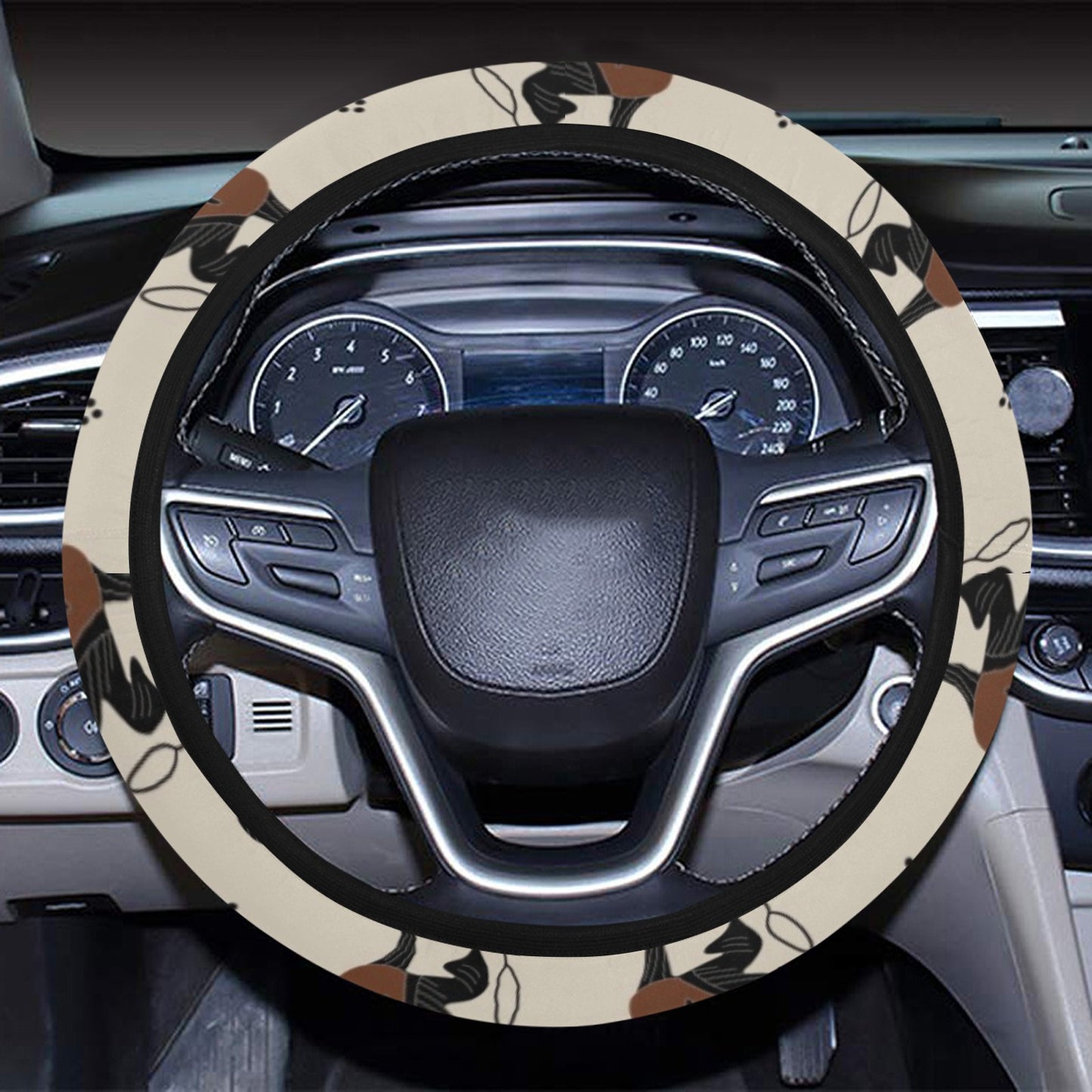 Ancient Greek Print Design LKS3010 Steering Wheel Cover with Elastic Edge