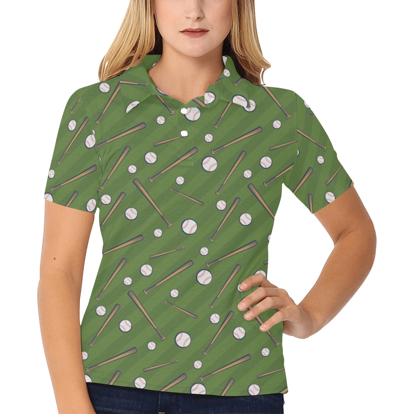 Baseball Pattern Print Design 02 Women's Polo Shirt