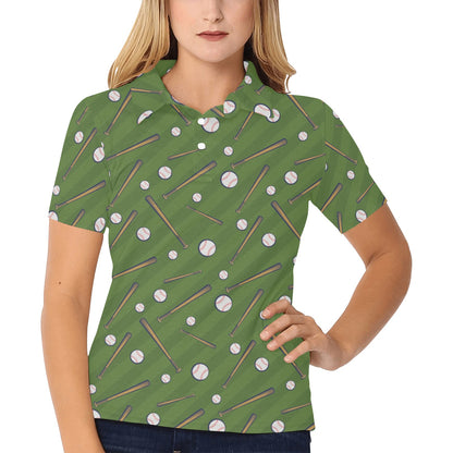 Baseball Pattern Print Design 02 Women's Polo Shirt