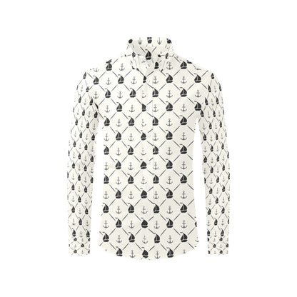 Sailboat Print Design LKS302 Men's Long Sleeve Dress Shirt