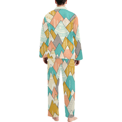 Mountain Pattern Print Design 02 Men's Long Pajama Set