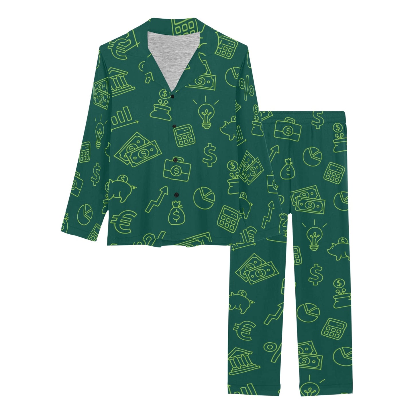 Accounting Financial Pattern Print Design 02 Women's Long Pajama Set