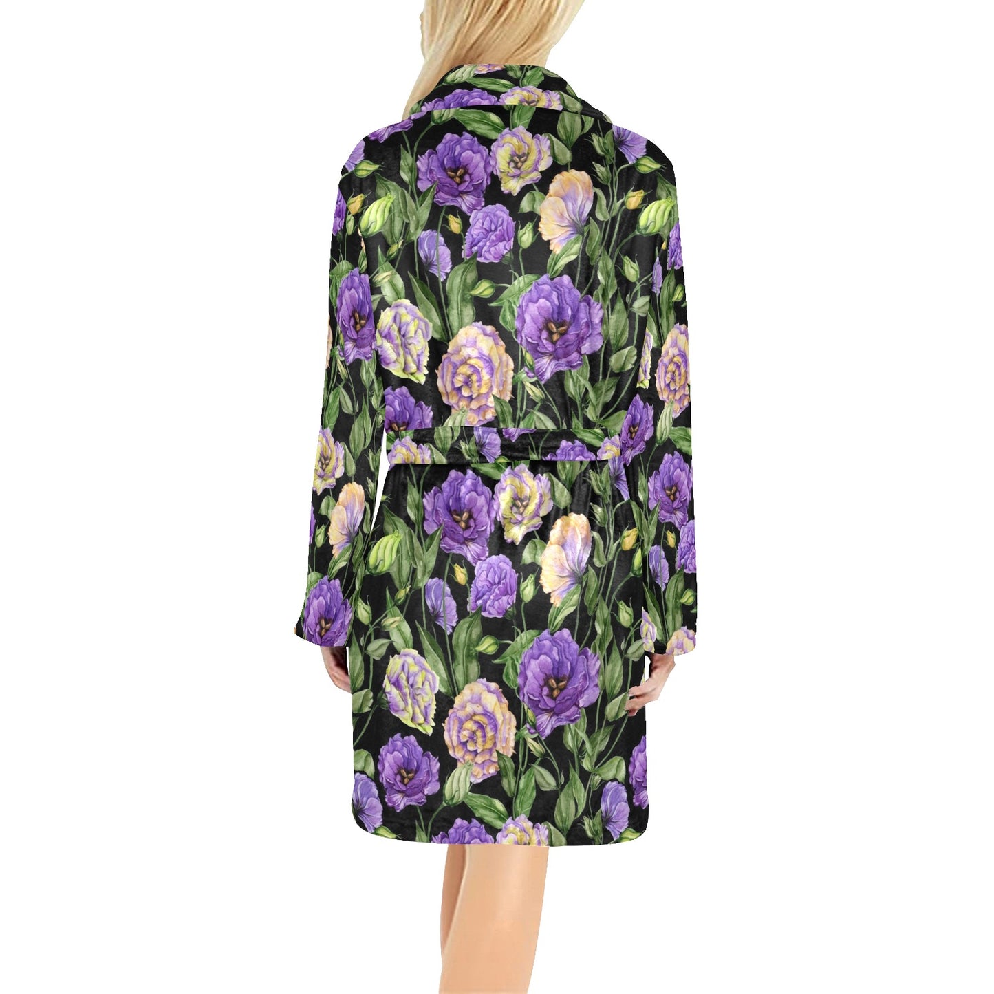 Lisianthus Pattern Print Design LT02 Women's Fleece Robe