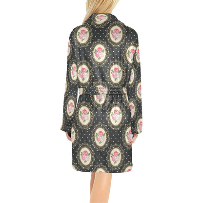 Rose Pattern Print Design RO015 Women's Fleece Robe