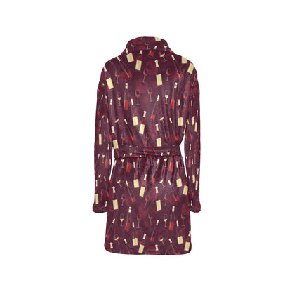 Wine Themed Print Design LKS302 Women's Fleece Robe